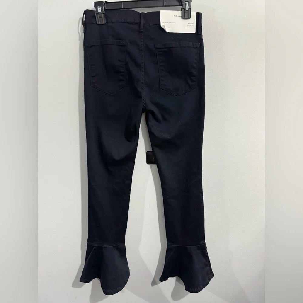 Frame Denim Womens Black Mid Rise Le Skinny de Jeanne Flare Jeans Size 30 - NWT